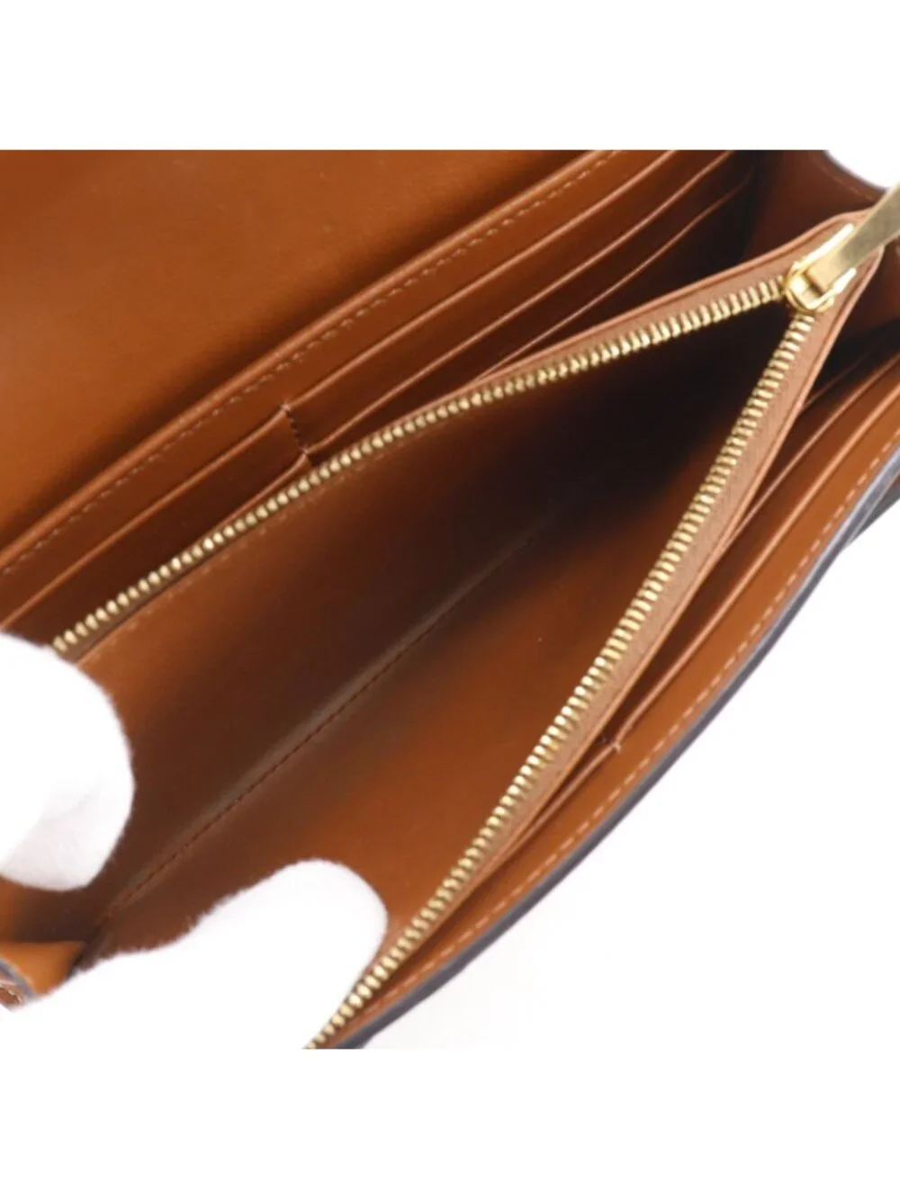 Celine Triomphe Large Flap Wallet Tan Black